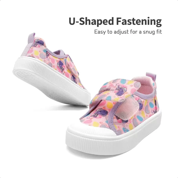 imageDREAM PAIRS Kids Toddler Sneakers Little Boys Girls Cartoon Canvas Shoes Hook and Loops Casual Walking ShoesPink
