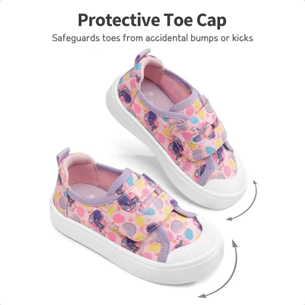 imageDREAM PAIRS Kids Toddler Sneakers Little Boys Girls Cartoon Canvas Shoes Hook and Loops Casual Walking ShoesPink
