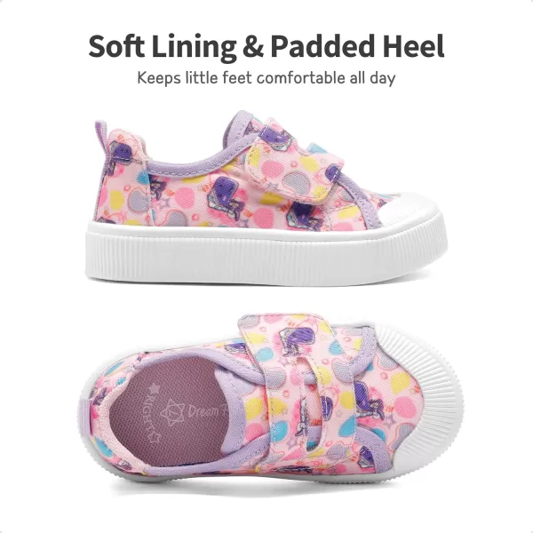 imageDREAM PAIRS Kids Toddler Sneakers Little Boys Girls Cartoon Canvas Shoes Hook and Loops Casual Walking ShoesPink