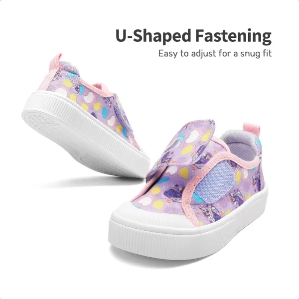 imageDREAM PAIRS Kids Toddler Sneakers Little Boys Girls Cartoon Canvas Shoes Hook and Loops Casual Walking ShoesPurple