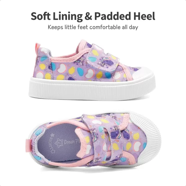 imageDREAM PAIRS Kids Toddler Sneakers Little Boys Girls Cartoon Canvas Shoes Hook and Loops Casual Walking ShoesPurple