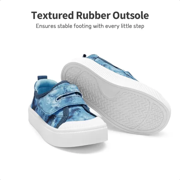 imageDREAM PAIRS Kids Toddler Sneakers Little Boys Girls Cartoon Canvas Shoes Hook and Loops Casual Walking ShoesRoyal Blue