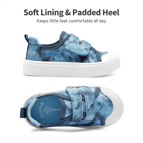 imageDREAM PAIRS Kids Toddler Sneakers Little Boys Girls Cartoon Canvas Shoes Hook and Loops Casual Walking ShoesRoyal Blue