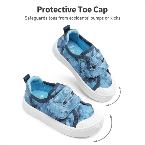 imageDREAM PAIRS Kids Toddler Sneakers Little Boys Girls Cartoon Canvas Shoes Hook and Loops Casual Walking ShoesRoyal Blue