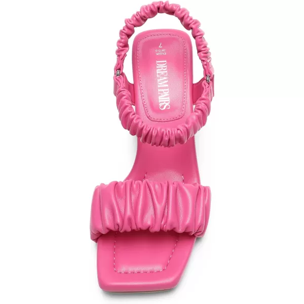 imageDREAM PAIRS Kitten Heels for Women Comfortable Low Heels Sandals Suqare Open Toe Cute Wedding Party Evening Prom Dance Strap Dress Pump Sandals ShoesHot Pink