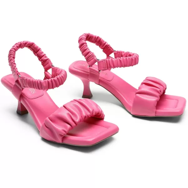 imageDREAM PAIRS Kitten Heels for Women Comfortable Low Heels Sandals Suqare Open Toe Cute Wedding Party Evening Prom Dance Strap Dress Pump Sandals ShoesHot Pink