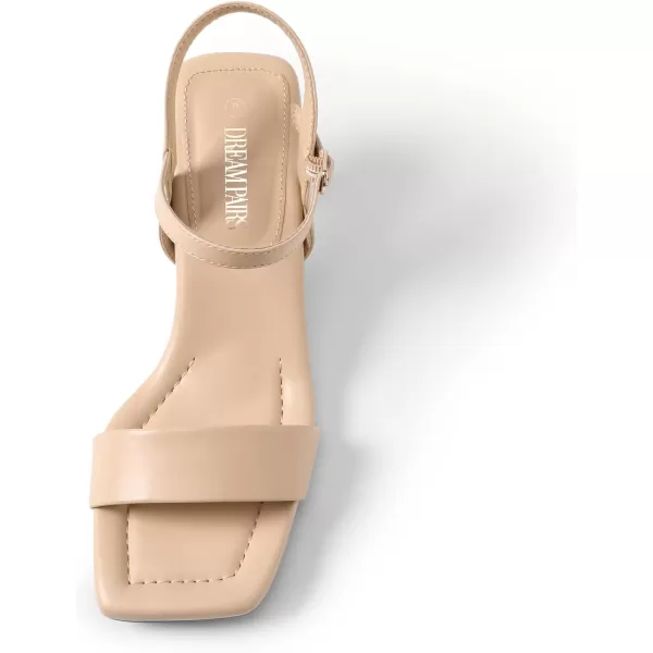 imageDREAM PAIRS Kitten Heels for Women Comfortable Low Heels Sandals Suqare Open Toe Cute Wedding Party Evening Prom Dance Strap Dress Pump Sandals ShoesNude1
