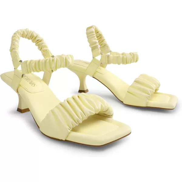 imageDREAM PAIRS Kitten Heels for Women Comfortable Low Heels Sandals Suqare Open Toe Cute Wedding Party Evening Prom Dance Strap Dress Pump Sandals ShoesYellow
