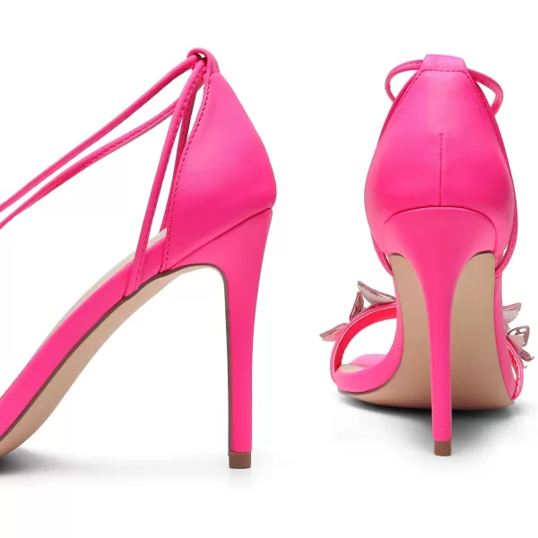 imageDREAM PAIRS Lace Up High Heels Stilletos Heels for Women Strappy Gladiator Sexy Open Square Toe Heels Fashion Dressy Heels Wedding Bridal Pumps Sandals ShoesHot Pinkpu