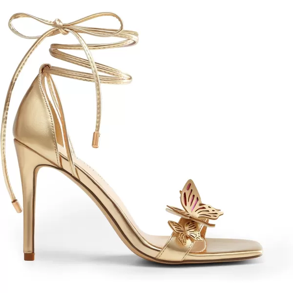 imageDREAM PAIRS Lace Up High Heels Stilletos Heels for Women Strappy Gladiator Sexy Open Square Toe Heels Fashion Dressy Heels Wedding Bridal Pumps Sandals ShoesGoldpu