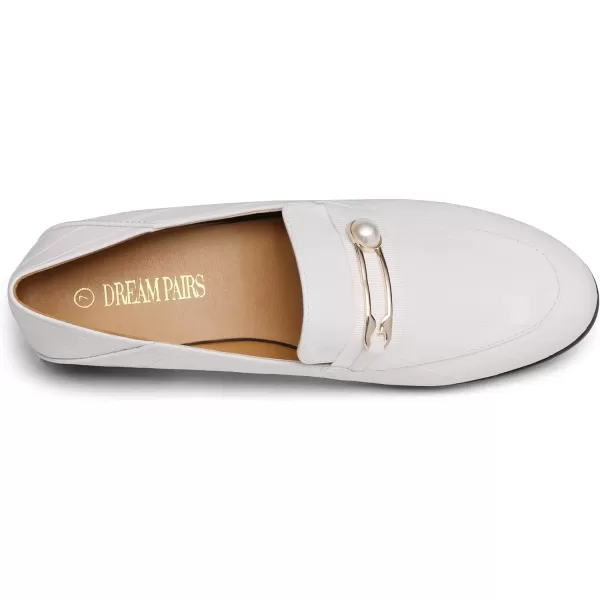 imageDREAM PAIRS Loafers for Women Slip On Comfortable Round Toe Casual Fashion Flats Driving ShoesBeige White StonePu