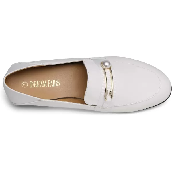imageDREAM PAIRS Loafers for Women Slip On Comfortable Round Toe Casual Fashion Flats Driving ShoesBeige WhitePu