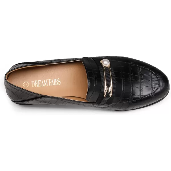 imageDREAM PAIRS Loafers for Women Slip On Comfortable Round Toe Casual Fashion Flats Driving ShoesBlack StonePu
