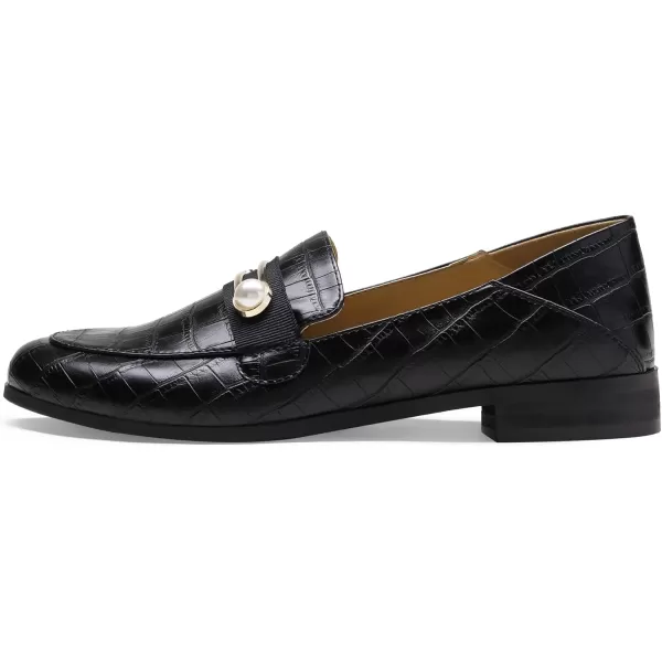 imageDREAM PAIRS Loafers for Women Slip On Comfortable Round Toe Casual Fashion Flats Driving ShoesBlack StonePu