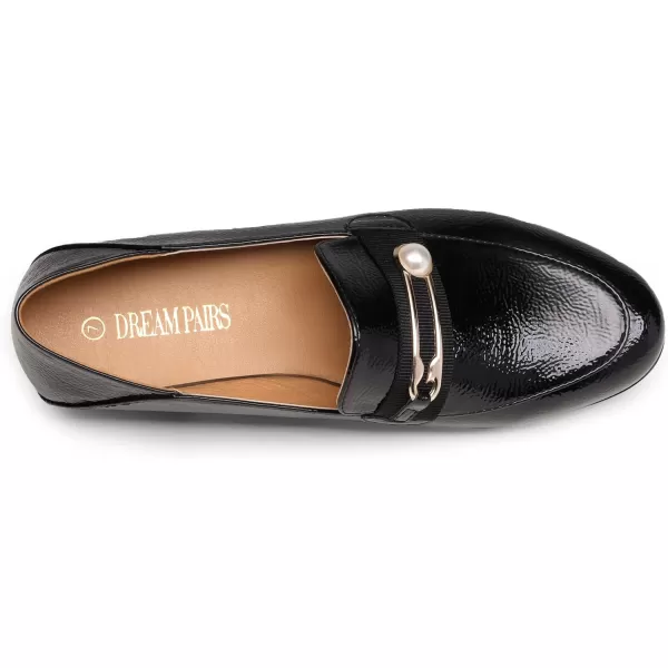 imageDREAM PAIRS Loafers for Women Slip On Comfortable Round Toe Casual Fashion Flats Driving ShoesBlackPatentLeather