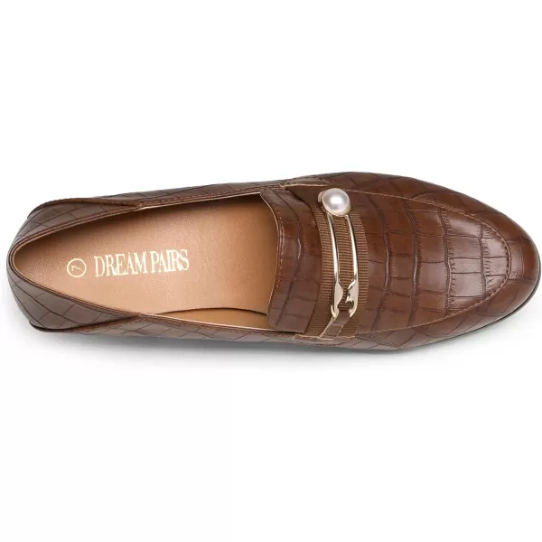 imageDREAM PAIRS Loafers for Women Slip On Comfortable Round Toe Casual Fashion Flats Driving ShoesTan StonePu