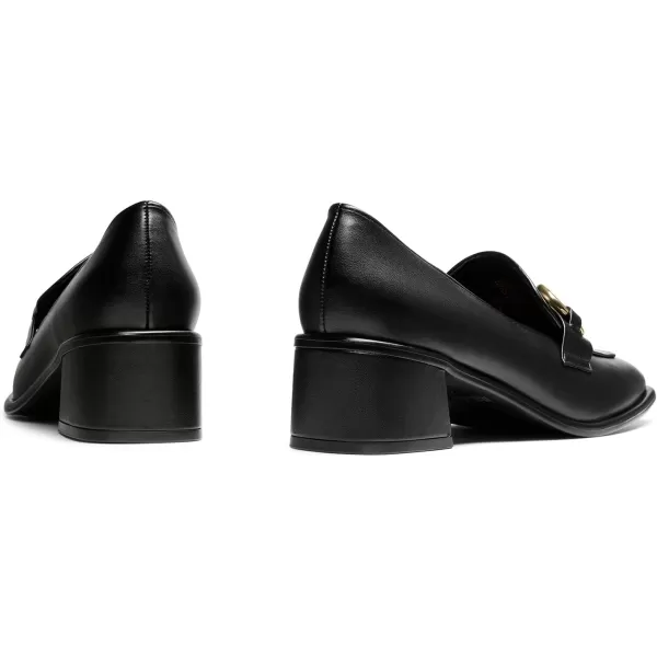 imageDREAM PAIRS Loafers with Heels for Women Leather Chunky Loafer Shoes Penny Casual Fashion ShoesBlackpu