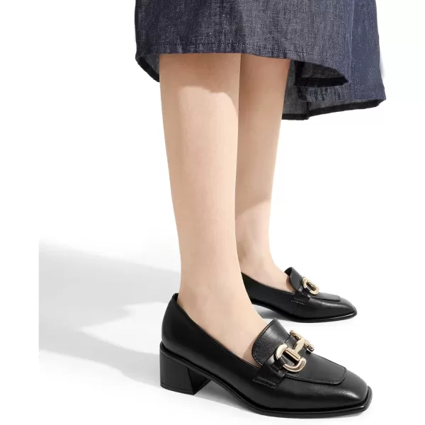 imageDREAM PAIRS Loafers with Heels for Women Leather Chunky Loafer Shoes Penny Casual Fashion ShoesBlackpu