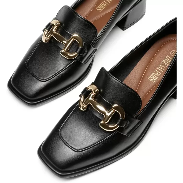 imageDREAM PAIRS Loafers with Heels for Women Leather Chunky Loafer Shoes Penny Casual Fashion ShoesBlackpu