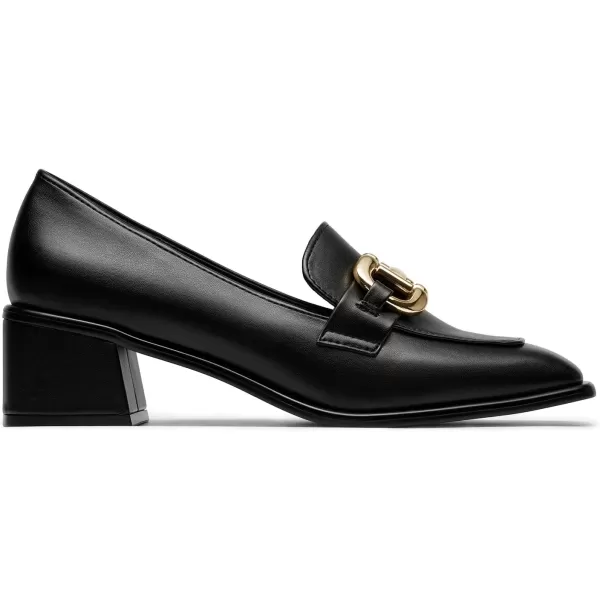 imageDREAM PAIRS Loafers with Heels for Women Leather Chunky Loafer Shoes Penny Casual Fashion ShoesBlackpu