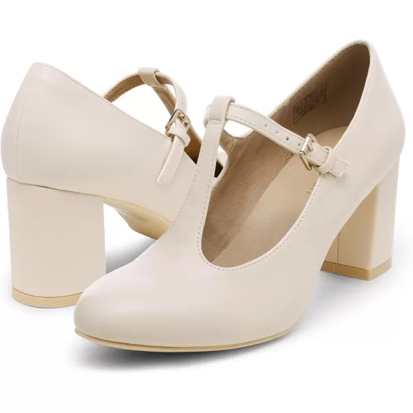 imageDREAM PAIRS Low Chunky Heels for Women TStrap Mary Jane Pumps Wedding Dress ShoesNudePu