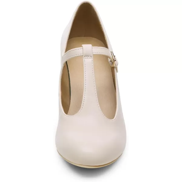 imageDREAM PAIRS Low Chunky Heels for Women TStrap Mary Jane Pumps Wedding Dress ShoesNudePu