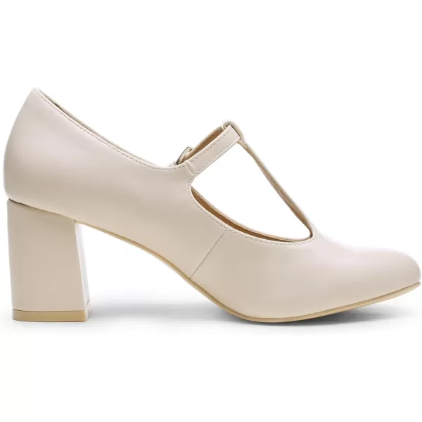 imageDREAM PAIRS Low Chunky Heels for Women TStrap Mary Jane Pumps Wedding Dress ShoesNudePu