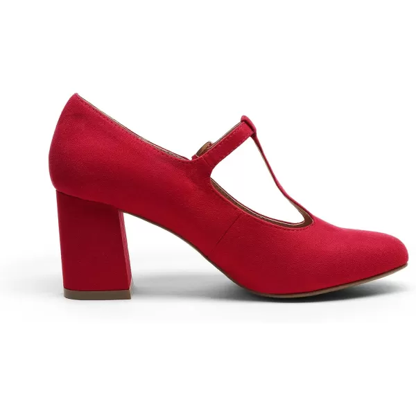 imageDREAM PAIRS Low Chunky Heels for Women TStrap Mary Jane Pumps Wedding Dress ShoesRed