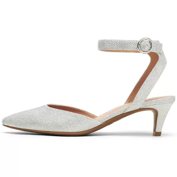 imageDREAM PAIRS Low Heels for Women Wedding Dress Closed Toe Pump ShoesSilverGlitter