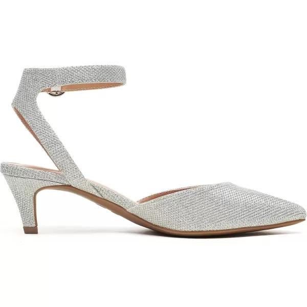 imageDREAM PAIRS Low Heels for Women Wedding Dress Closed Toe Pump ShoesSilverGlitter