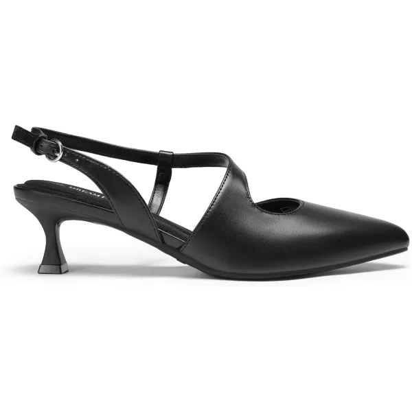 imageDREAM PAIRS Low Kitten Heels for Women Slingback Adjustable Strap Pointed Toe Wedding Dress Closed Toe Pumps Comfort Prom ShoesBlackpu