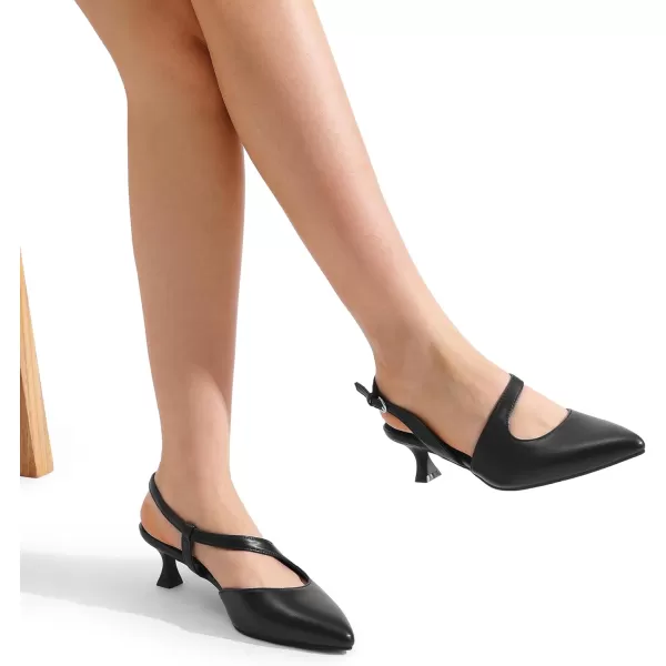 imageDREAM PAIRS Low Kitten Heels for Women Slingback Adjustable Strap Pointed Toe Wedding Dress Closed Toe Pumps Comfort Prom ShoesBlackpu