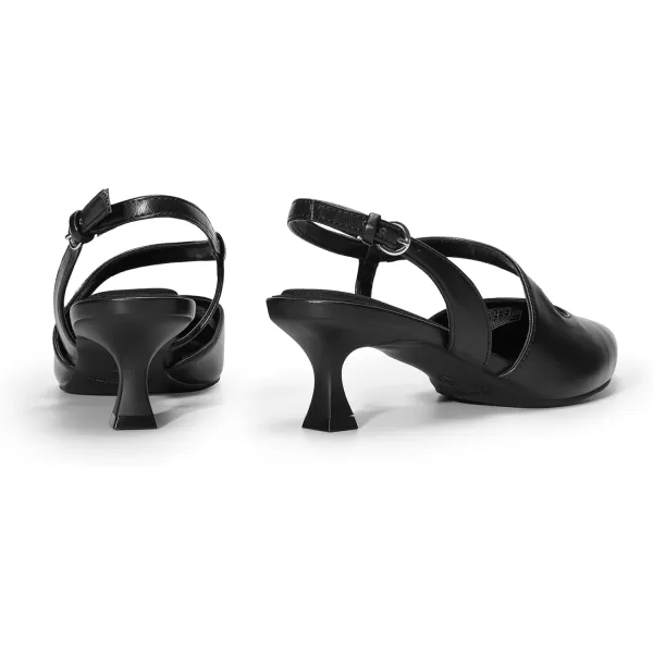 imageDREAM PAIRS Low Kitten Heels for Women Slingback Adjustable Strap Pointed Toe Wedding Dress Closed Toe Pumps Comfort Prom ShoesBlackpu