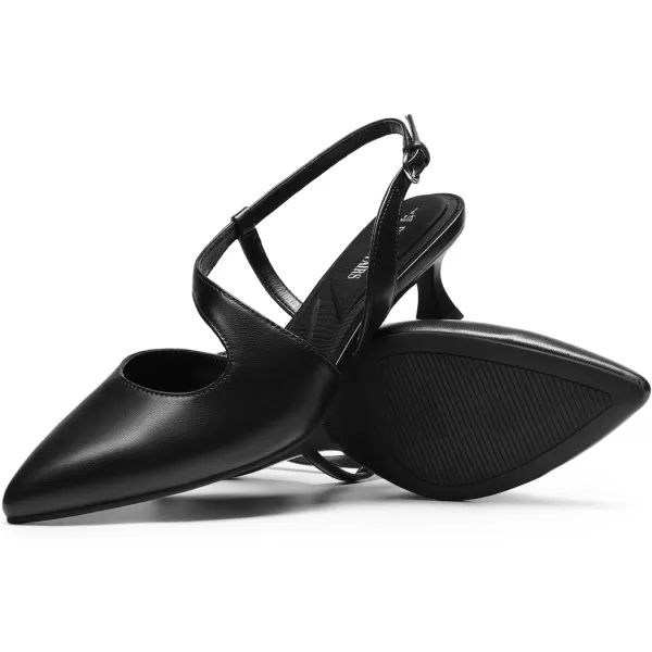imageDREAM PAIRS Low Kitten Heels for Women Slingback Adjustable Strap Pointed Toe Wedding Dress Closed Toe Pumps Comfort Prom ShoesBlackpu