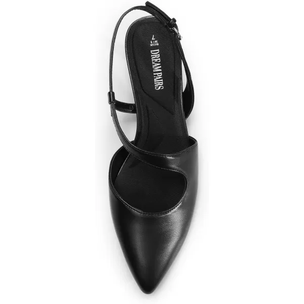 imageDREAM PAIRS Low Kitten Heels for Women Slingback Adjustable Strap Pointed Toe Wedding Dress Closed Toe Pumps Comfort Prom ShoesBlackpu