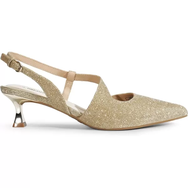 imageDREAM PAIRS Low Kitten Heels for Women Slingback Adjustable Strap Pointed Toe Wedding Dress Closed Toe Pumps Comfort Prom ShoesGoldglitter