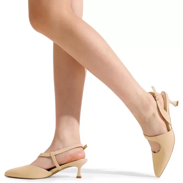 imageDREAM PAIRS Low Kitten Heels for Women Slingback Adjustable Strap Pointed Toe Wedding Dress Closed Toe Pumps Comfort Prom ShoesNudenubuck