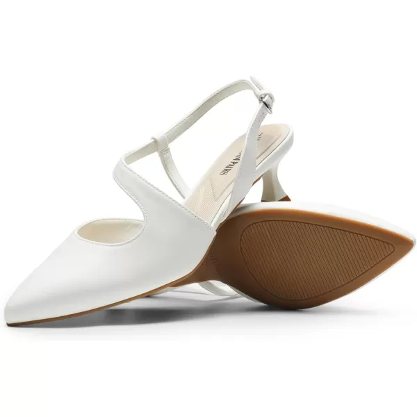 imageDREAM PAIRS Low Kitten Heels for Women Slingback Adjustable Strap Pointed Toe Wedding Dress Closed Toe Pumps Comfort Prom ShoesWhitepu