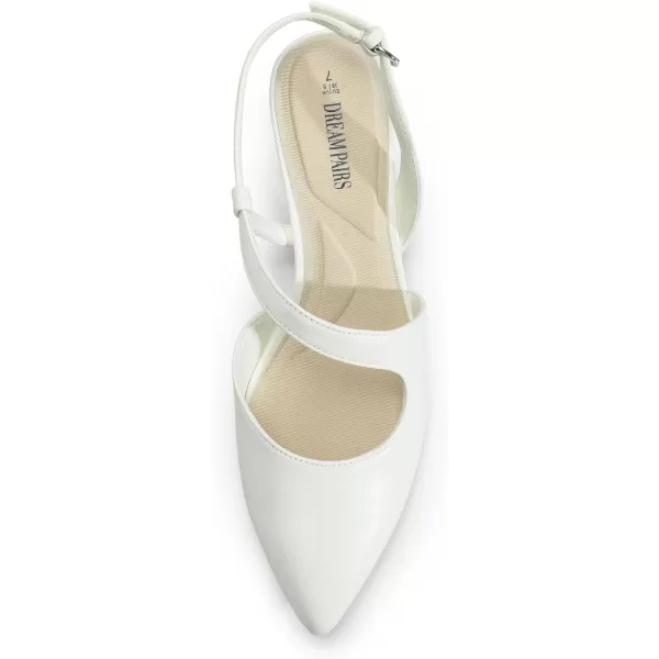 imageDREAM PAIRS Low Kitten Heels for Women Slingback Adjustable Strap Pointed Toe Wedding Dress Closed Toe Pumps Comfort Prom ShoesWhitepu