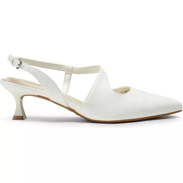 imageDREAM PAIRS Low Kitten Heels for Women Slingback Adjustable Strap Pointed Toe Wedding Dress Closed Toe Pumps Comfort Prom ShoesWhitepu