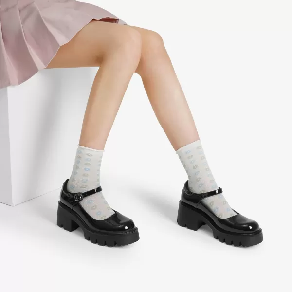 imageDREAM PAIRS Mary Janes Shoes Women Platform Low Heel Chunky Pumps Round Toe Ankle StrapBlack