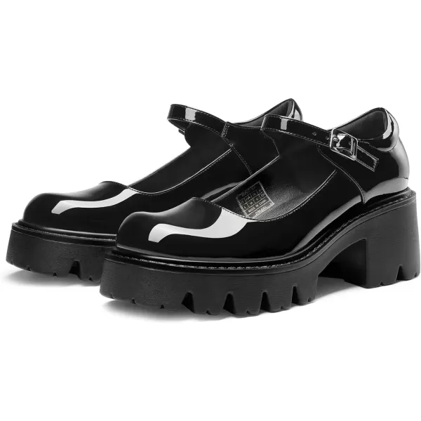 imageDREAM PAIRS Mary Janes Shoes Women Platform Low Heel Chunky Pumps Round Toe Ankle StrapBlack