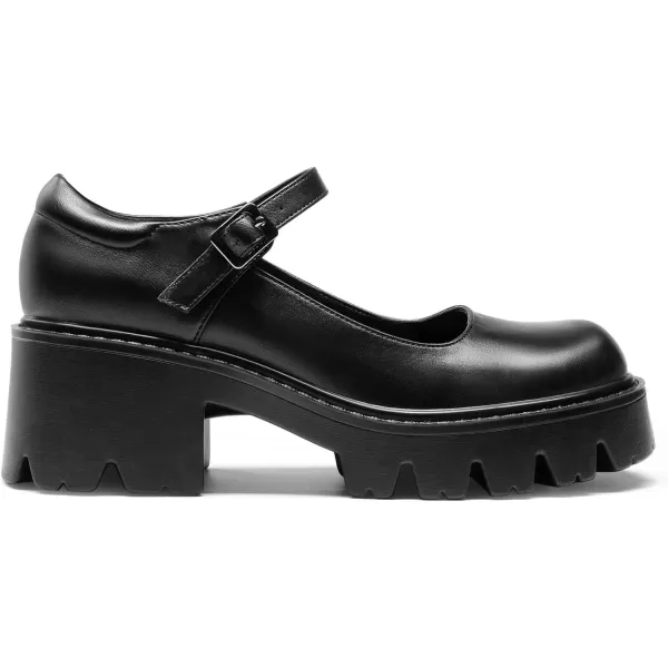 imageDREAM PAIRS Mary Janes Shoes Women Platform Low Heel Chunky Pumps Round Toe Ankle StrapBlackpu