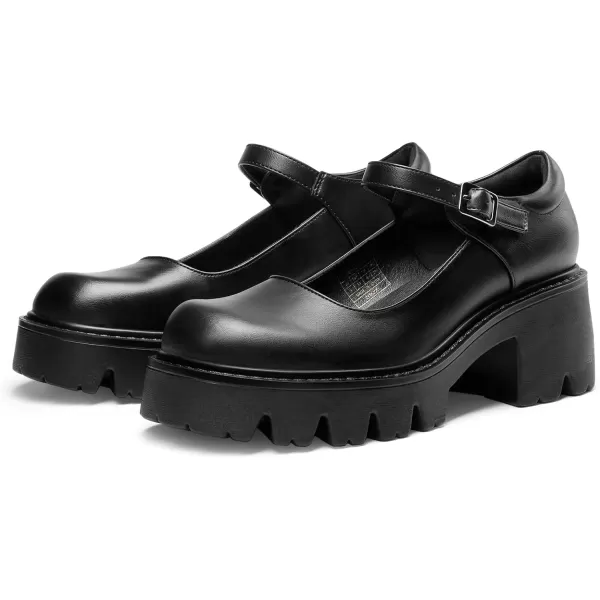 imageDREAM PAIRS Mary Janes Shoes Women Platform Low Heel Chunky Pumps Round Toe Ankle StrapBlackpu