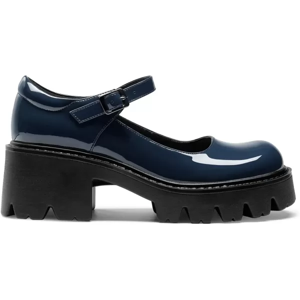 imageDREAM PAIRS Mary Janes Shoes Women Platform Low Heel Chunky Pumps Round Toe Ankle StrapNavy