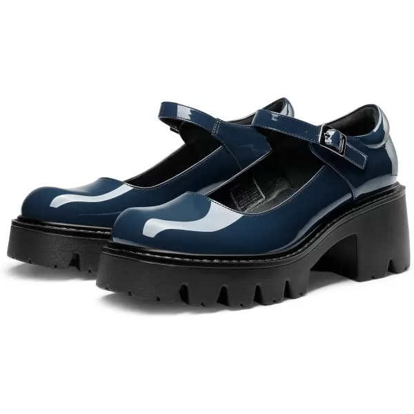 imageDREAM PAIRS Mary Janes Shoes Women Platform Low Heel Chunky Pumps Round Toe Ankle StrapNavy