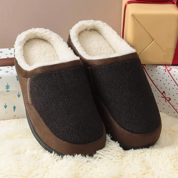 imageDREAM PAIRS Mens Cozy Memory Foam Slippers with Fuzzy Woollike Lining Slipon Washable Indoor Outdoor House ShoesBrown