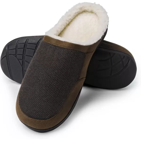imageDREAM PAIRS Mens Cozy Memory Foam Slippers with Fuzzy Woollike Lining Slipon Washable Indoor Outdoor House ShoesBrown