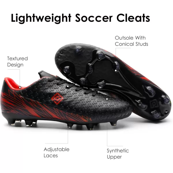 imageDREAM PAIRS Mens Firm Ground Soccer Cleats ShoesBlackRed