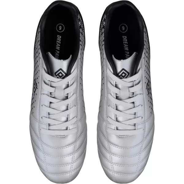 imageDREAM PAIRS Mens Firm Ground Soccer Cleats Soccer ShoesSilverBlack
